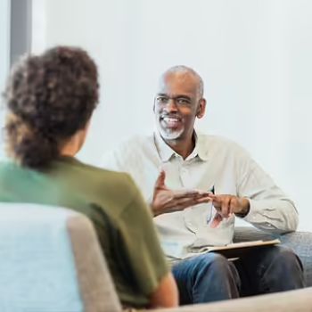 A Patelco member chats with a financial advisor.